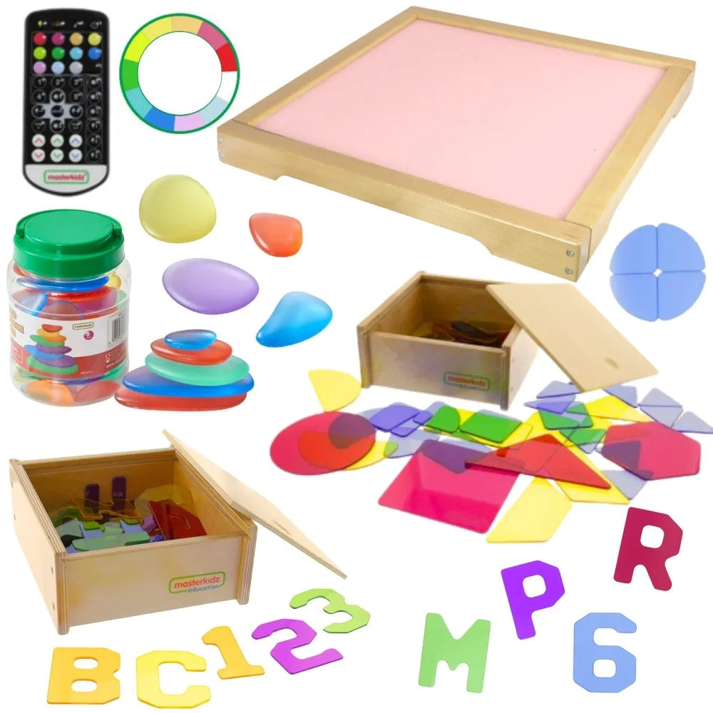 Masterkidz LED sensorinė šviesdėžė su spalvų keitimu + Montessori priedais